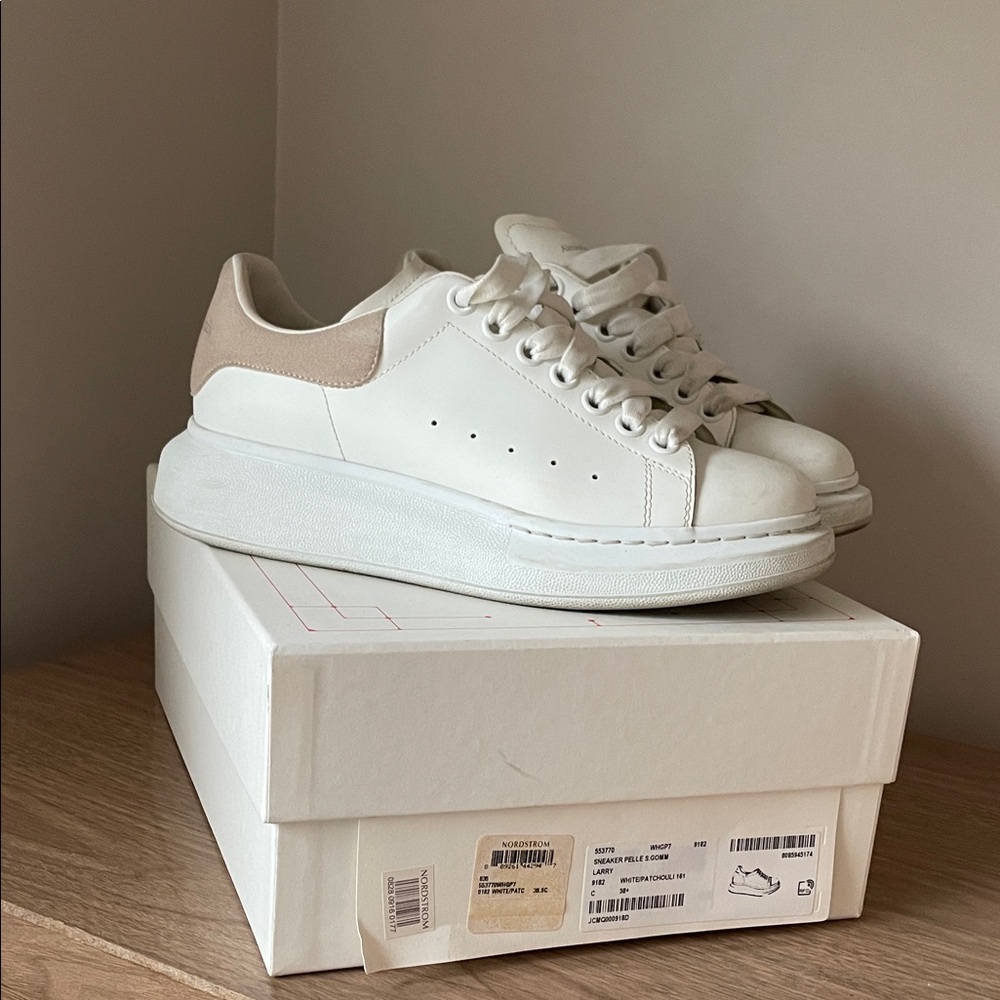 Alexander McQueen White and Tan Sneakers